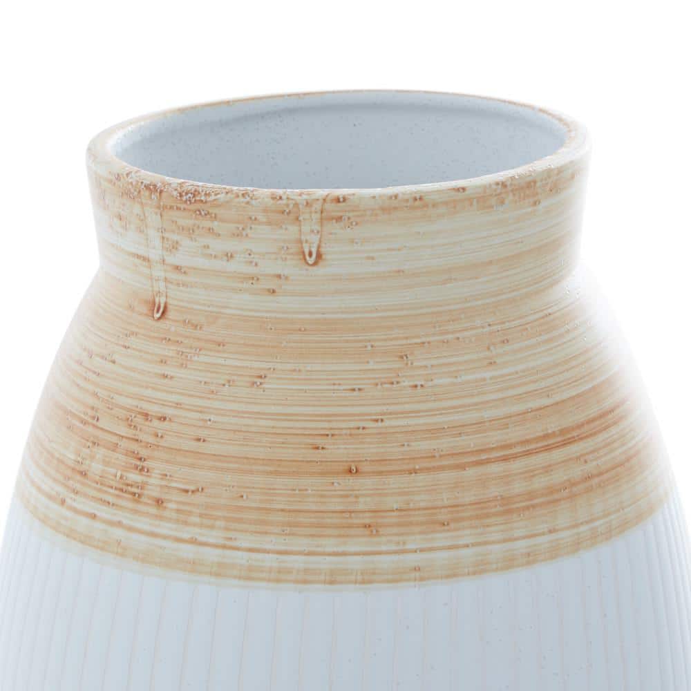 Coastal Serenity Brown & Terracotta 13" Ceramic Vase