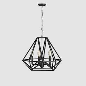 Tallahassee 5 - Light Black Unique Geometric Chandelier with Wrought Iron Accents