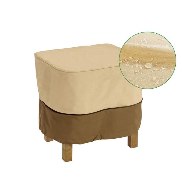 Shatex Waterproof Patio Furniture Cover Outdoor Silver-coated Ottoman Side Table Cover 31 x 31 x 17 in. Beige and Coffee