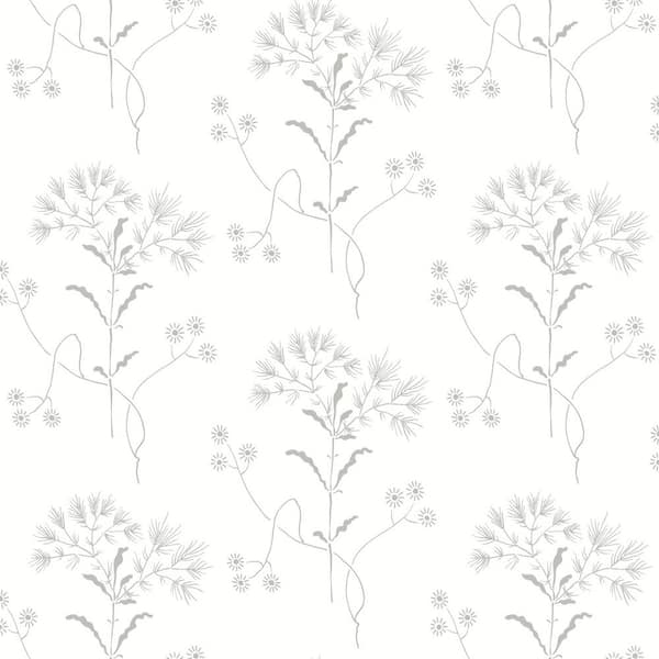 Magnolia Home by Joanna Gaines Grey Wildflower Non Woven Preium Paper Peel and Stick Matte Wallpaper Approximately 34.2 sq. ft