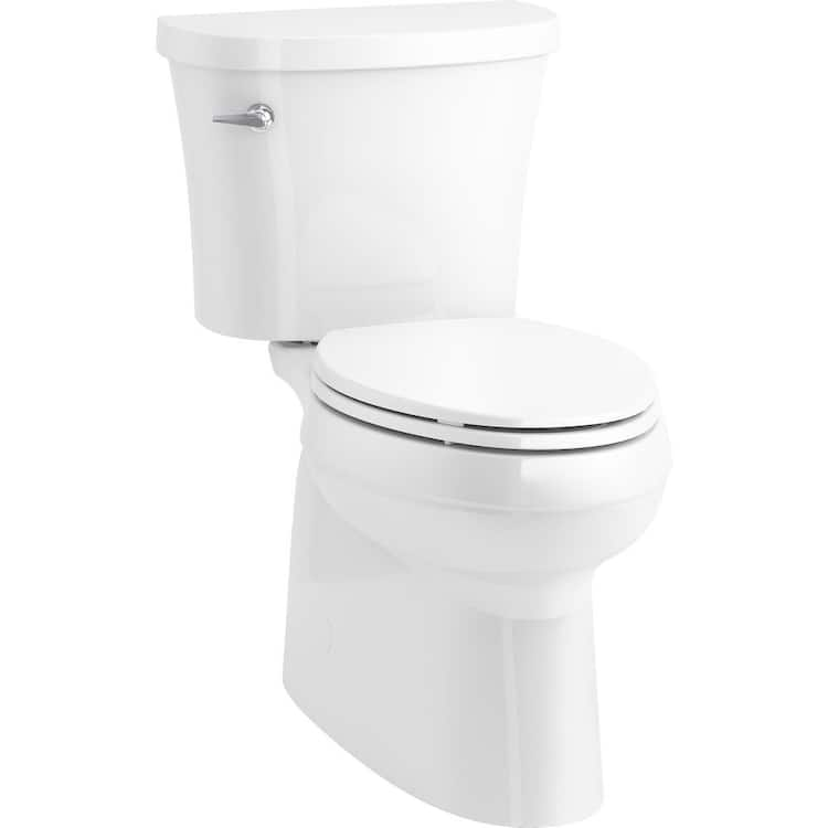 KOHLER Gleam 12 in. Rough In 2-Piece 1.28 GPF Single Flush Elongated Chair Height Toilet in White with Soft Close Seat