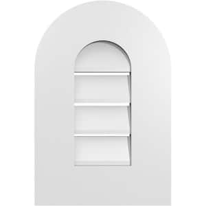 12 in. x 18 in. Round Top Surface Mount PVC Gable Vent: Functional with Standard Frame