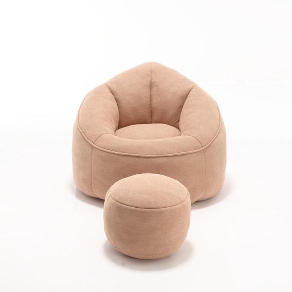 Tan Microfiber Large Bean Bag with Padded Foam Padding and Footrest durable construction easy to install