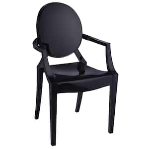 Black Polycarbonate Molded Seat Dining Armchair