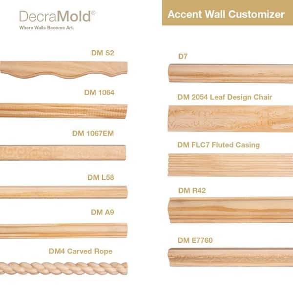DecraMold - D7 5/16 in. x 7/8 in. x 96 in. Unfinished Panel Moulding (1-Piece − 8 Total Linear Feet)