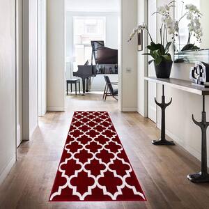 Trellis Collection Red 2 ft. x 6 ft. Polypropylene Runner Rug