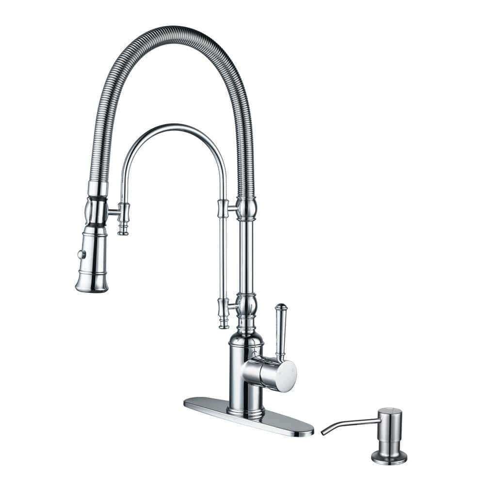 Single Handle Pull Down Sprayer Kitchen Faucet with Soap Dispenser in Chrome price history on PriceWatchPro