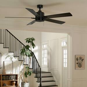 Lucian II 60 in. Indoor Satin Black Downrod Mount Ceiling Fan with Pull Chain