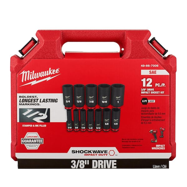 Milwaukee SHOCKWAVE 3/8 in. Drive Deep Well 6 Point Impact Socket