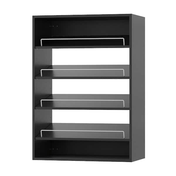 19.5 in. W Black Modular Adjustable, Stacking, Shoe Shelf, Closet Organizer Unit, Wood Closet System with 4 Shelves