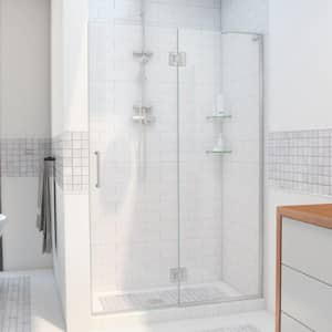 Unidoor-X 48 in. x 72 in. Frameless Hinged Shower Door in Brushed Nickel