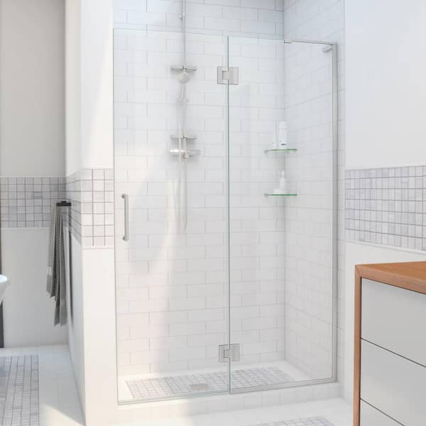 DreamLine Unidoor-X 54 in. x 72 in. Frameless Hinged Shower Door in Brushed Nickel