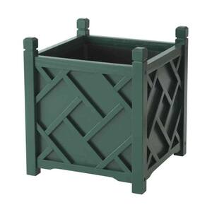 Chippendale 14 in. Square Hunter Green Wood Planter