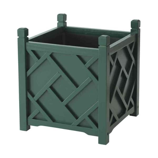 DMC Chippendale 14 in. Square Hunter Green Wood Planter