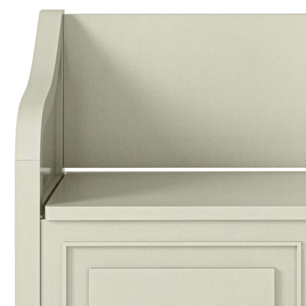 Antique White Solid Wood Entryway Storage Bench with Flip-Top Lid