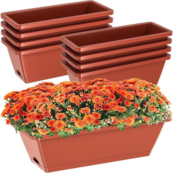 ITOPFOX Casual 6.7 in. L x 17 in. W x 6 in. H .5 qts Weather Resistant Rectangle Red Indoor/Outdoor Plastic Planter Box