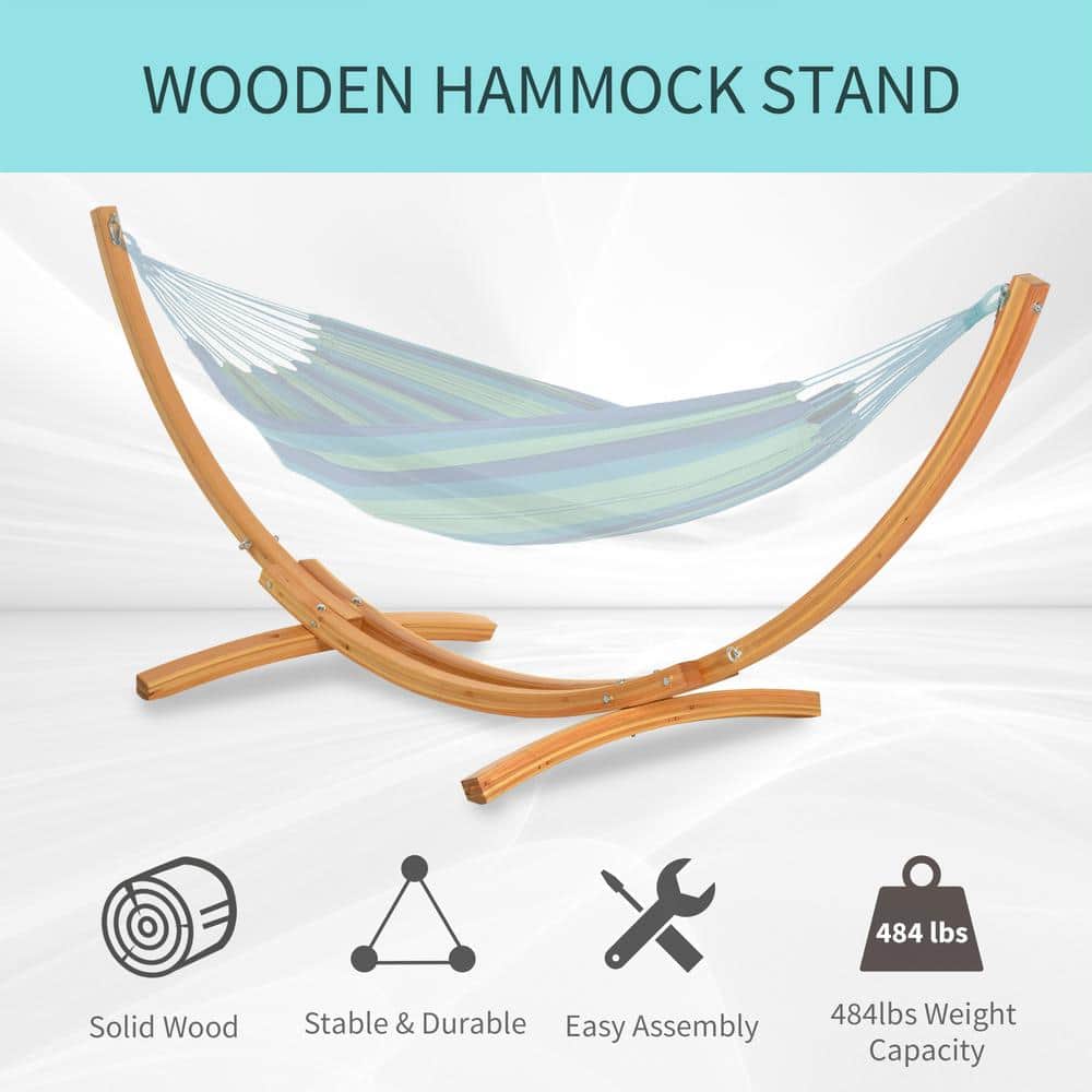Natural Solid Wood Outdoor Hammock Stand, 128 inches