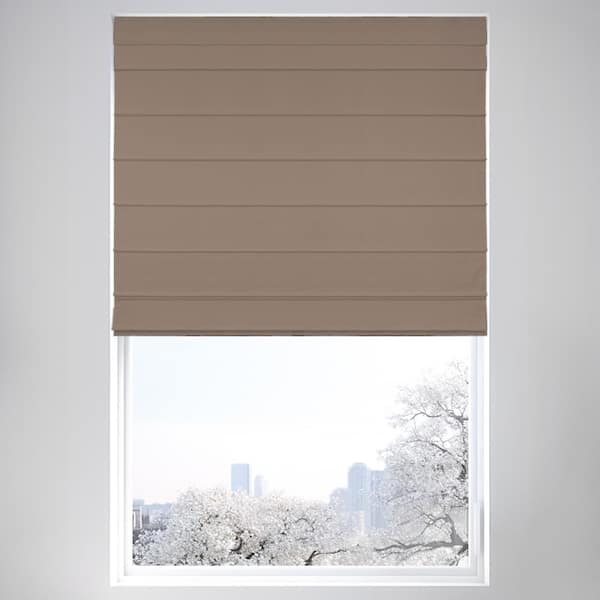 Chicology 27 in. W x 64 in. L Cream Cordless Room Darkening Privacy Cotton Roman Shade