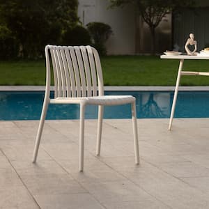 Color Your Life Resin Stackable Outdoor Dining Chair in White (Set of 2)