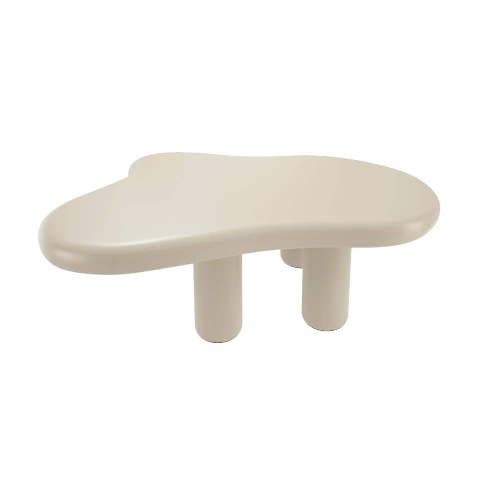 48.5 in Modern Style White Specialty Shape Composite Top Coffee Table Suit 