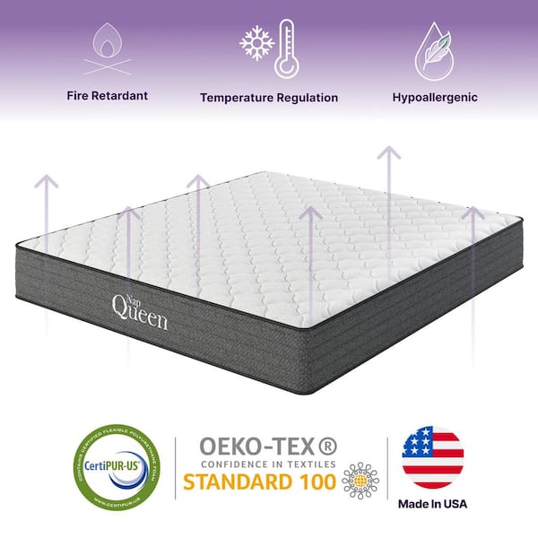 Queen Size Cooling Gel Hybrid Medium Firm 12 in. Mattress with Spring Made in USA Orthopedic Support