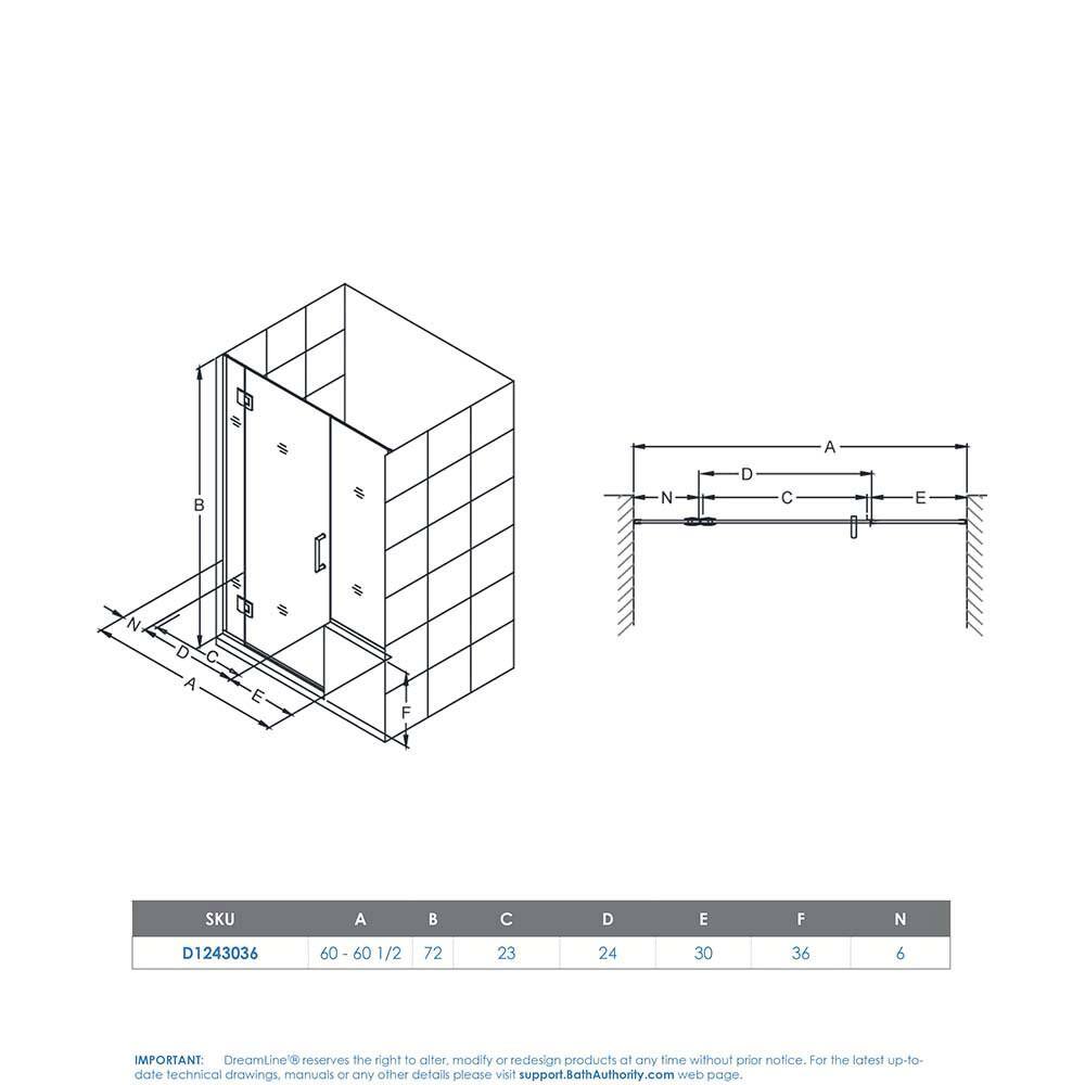Unidoor-X 66" Frameless Hinged Shower Door with Distressed Bronze Hardware
