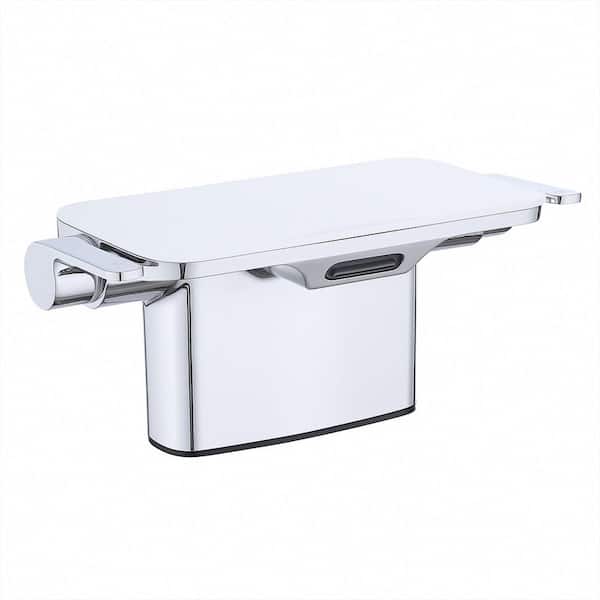 4 in. Centerset Double Handle Bathroom Waterfall Faucet with Drain Kit