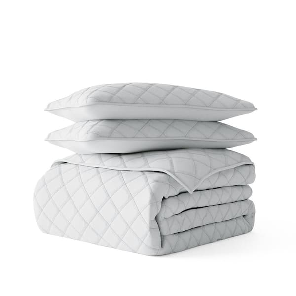 Becky Cameron All Season 3-Pcs Diamond Stitch Microfiber Quilt Set with Shams