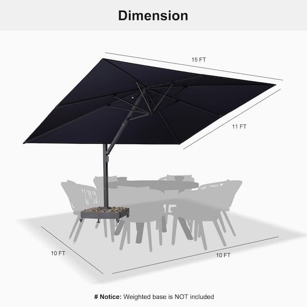 bifl patio umbrella PURPLE LEAF 11 ft. x 15 ft. Patio Umbrella Aluminum Large Cantilever  Umbrella for Garden Deck Backyard Pool in Navy Blue ZP04CHC1115-NB