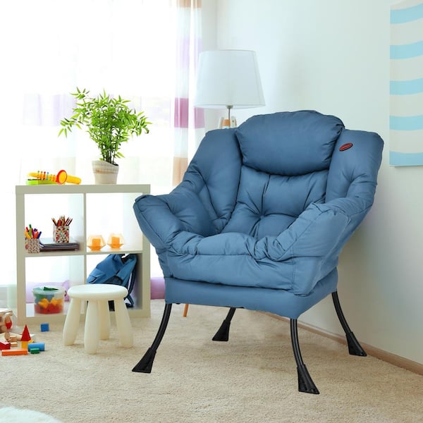 Costway 29.5 in. Blue Modern Polyester Fabric Lazy Arm Chair Costway 29.5 in. Blue Modern Polyester Fabric Lazy Arm Chair