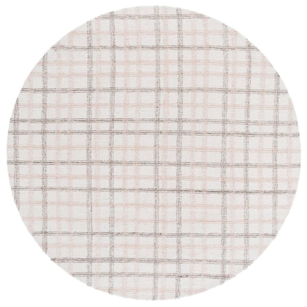 Ebony 6 ft. x 6 ft. Beige/Ivory Geometric Lattice Round Area Rug