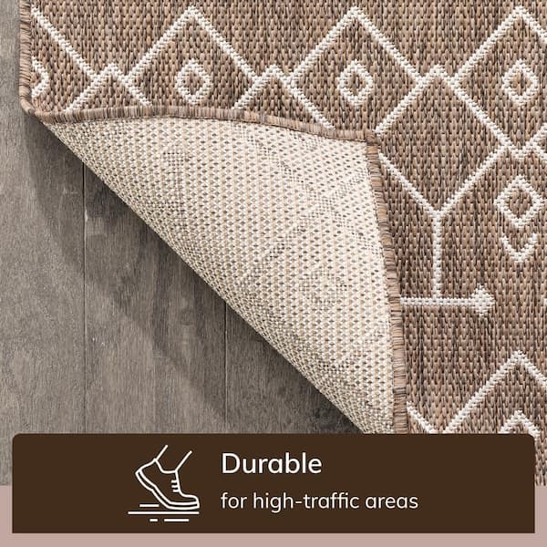 Medusa Nord Moroccan Tribal Brown/Taupe 5 ft. 3 in. x 7 ft. 3 in. Flatweave Indoor/Outdoor Area Rug