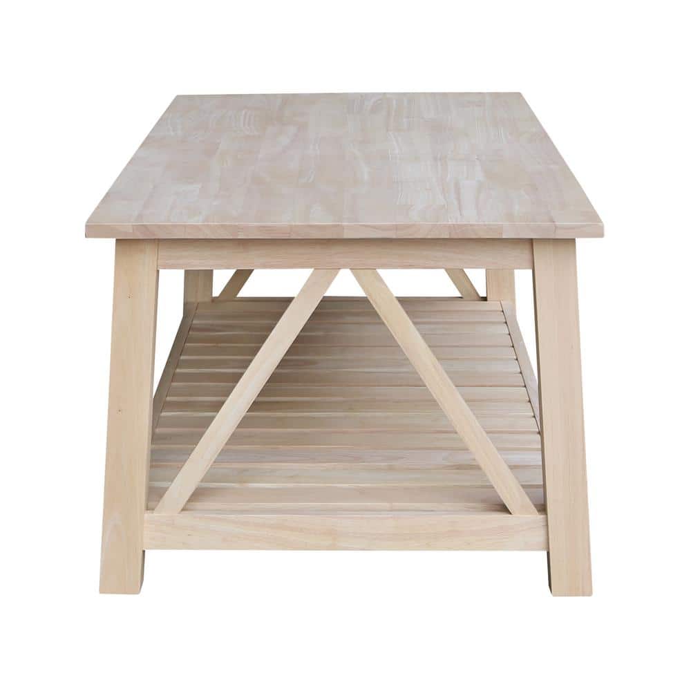 Surrey 57'' Unfinished Solid Parawood Traditional Coffee Table
