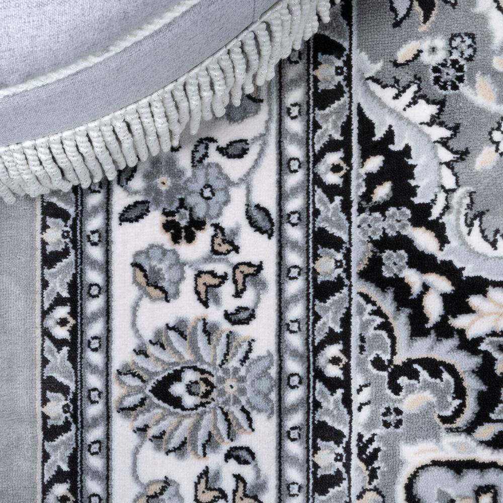 Modern Persian Medallion 4' x 6' Easy-Care Area Rug, Gray/Ivory