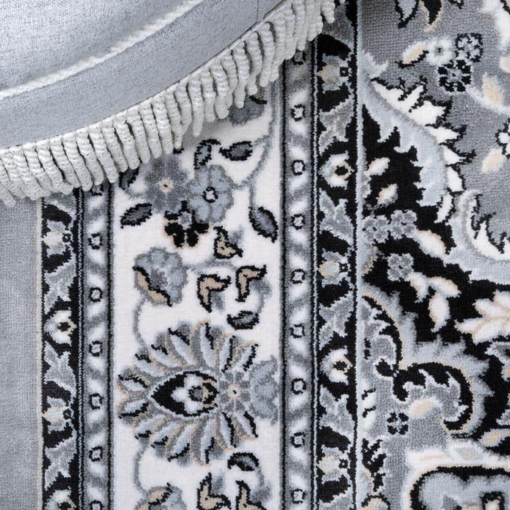 Gray and Ivory Medallion Synthetic 8' x 10' Area Rug
