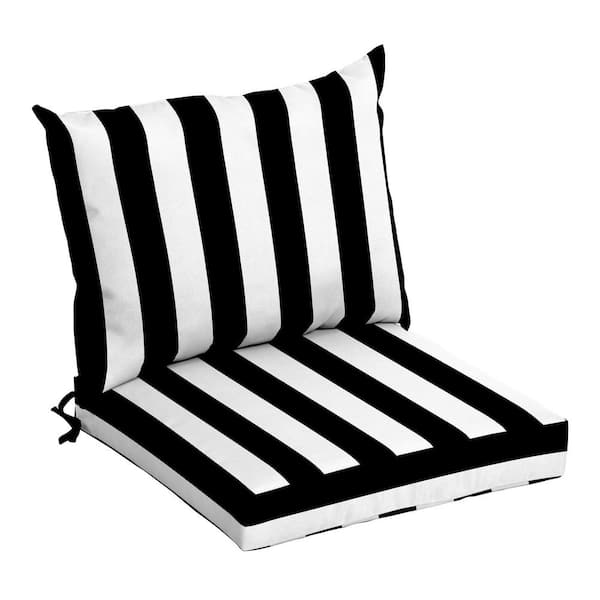 ARDEN SELECTIONS 21 in. x 21 in. Black Cabana Stripe Outdoor Dining Chair Cushion