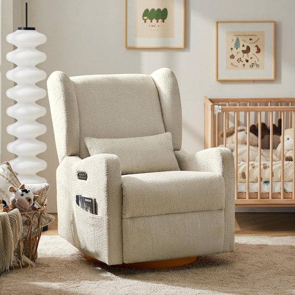 Renato Tan 29.5 in. W Modern Swivel Glider Recliner with Built-in Nightlight