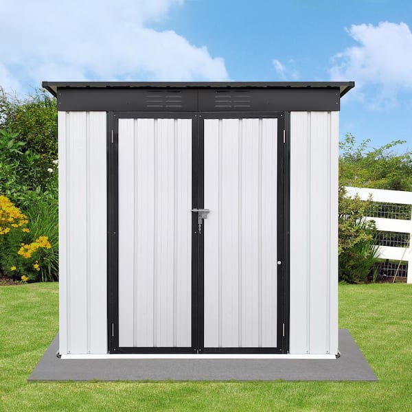 Boosicavelly 6 ft. W x 4 ft. D Metal Outdoor Storage Shed in White and Black (24 sq. ft.)