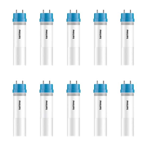 Philips 32-Watt Equivalent 48 in. T8 Type A+B Tube G13 Base LED Linear Light Bulb Multi-CCT 3000/3500/4000/5000/6500K (10-Pack)