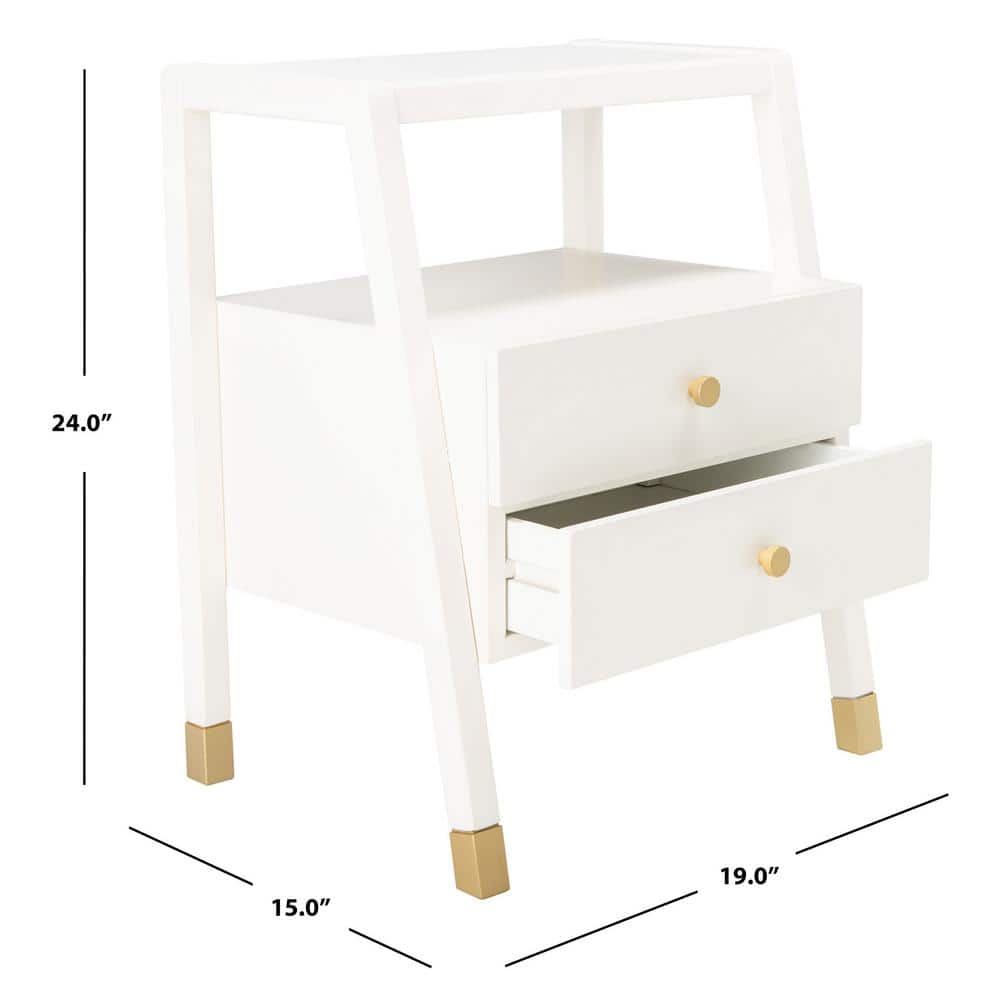Cove Chic White/Gold Rectangular Storage Accent Table