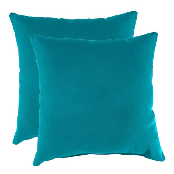 Jordan Manufacturing 16 in. L x 16 in. W x 4 in. T Outdoor Throw Pillow in Davinci Turquoise (2-Pack)