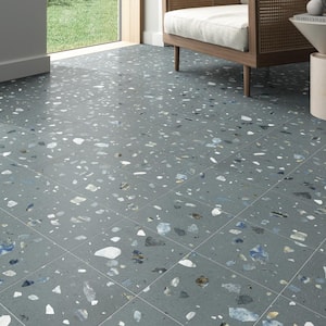 Terrazo Avio Blue 8.03 in. x 8.03 in. Matte Porcelain Floor and Wall Tile (11.19 sq. ft./Case)