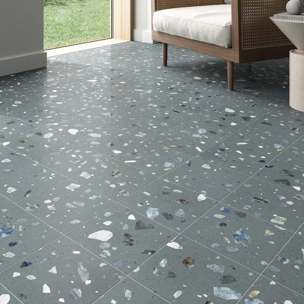 Terrazo Avio Blue 8.03 in. x 8.03 in. Matte Porcelain Floor and Wall Tile (11.19 sq. ft./Case)
