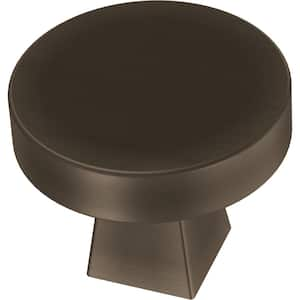 Flat Round 1-1/8 in. (28 mm) Matte Bronze Round Cabinet Knob