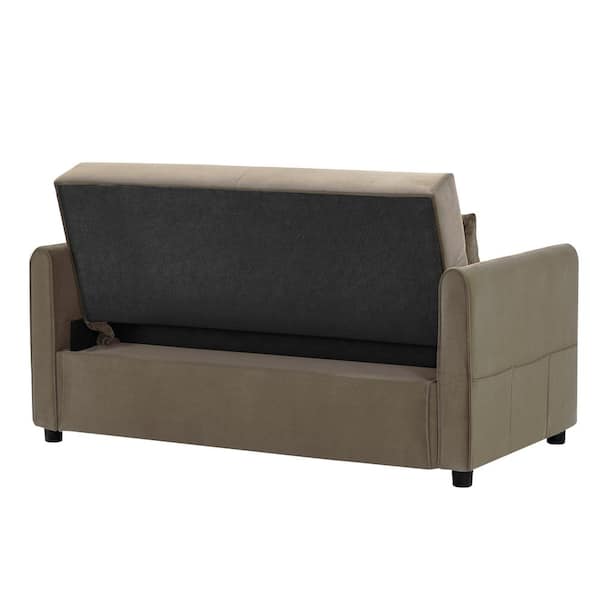 GOSALMON 57 in. W Green Velvet Full Size Sofa Bed with Pull-Out