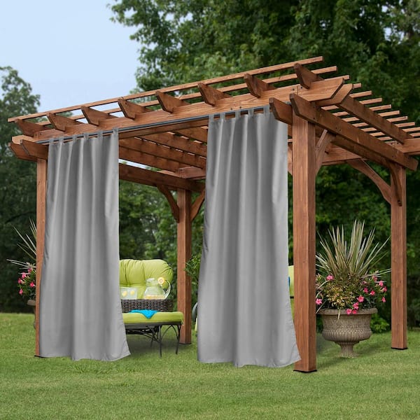 Pro Space 50" W x 120" L Outdoor Curtains Panel Tab Top Window Curtain for Pergola/ Patio/Balcony ( 1 Panel ) , Grey