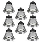 13.4 in. Round 400W Equivalent Integrated LED Brushed Nickel High Bay Light w/ Adjustable Beam 22,000 Lumen (8-Pack)