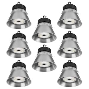 13.4 in. Round 400W Equivalent Integrated LED Brushed Nickel High Bay Light w/ Adjustable Beam 22,000 Lumen (8-Pack)