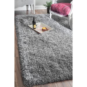 Kristan Solid Shag Gray 3 ft. x 5 ft. Area Rug