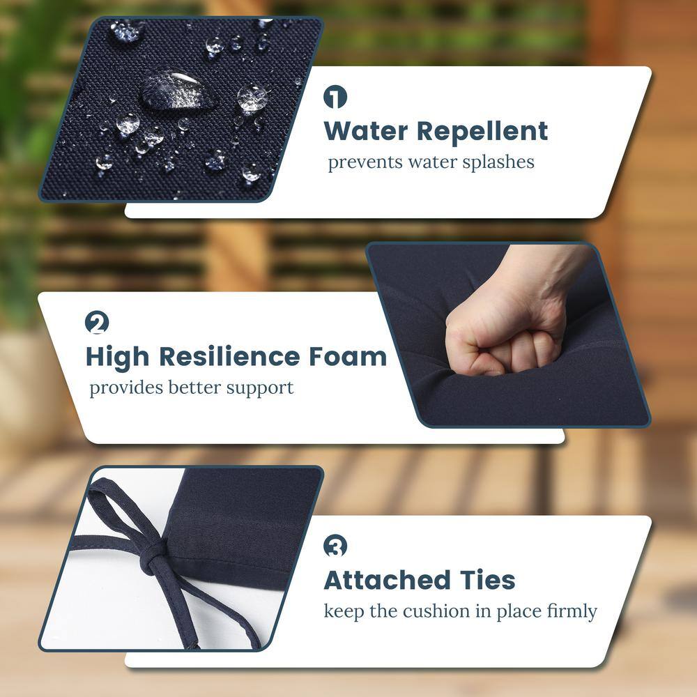 Black Water-Repellent Polyester Outdoor Dining Chair Cushions, Set of 4